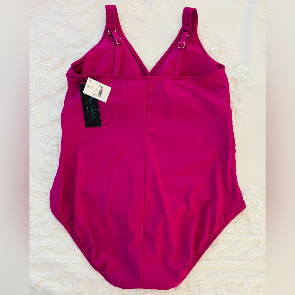 Aqua Swimsuit Magenta Pink One-Piece NWT 16 beach cruise resort vacation travel - Picture 4 of 6